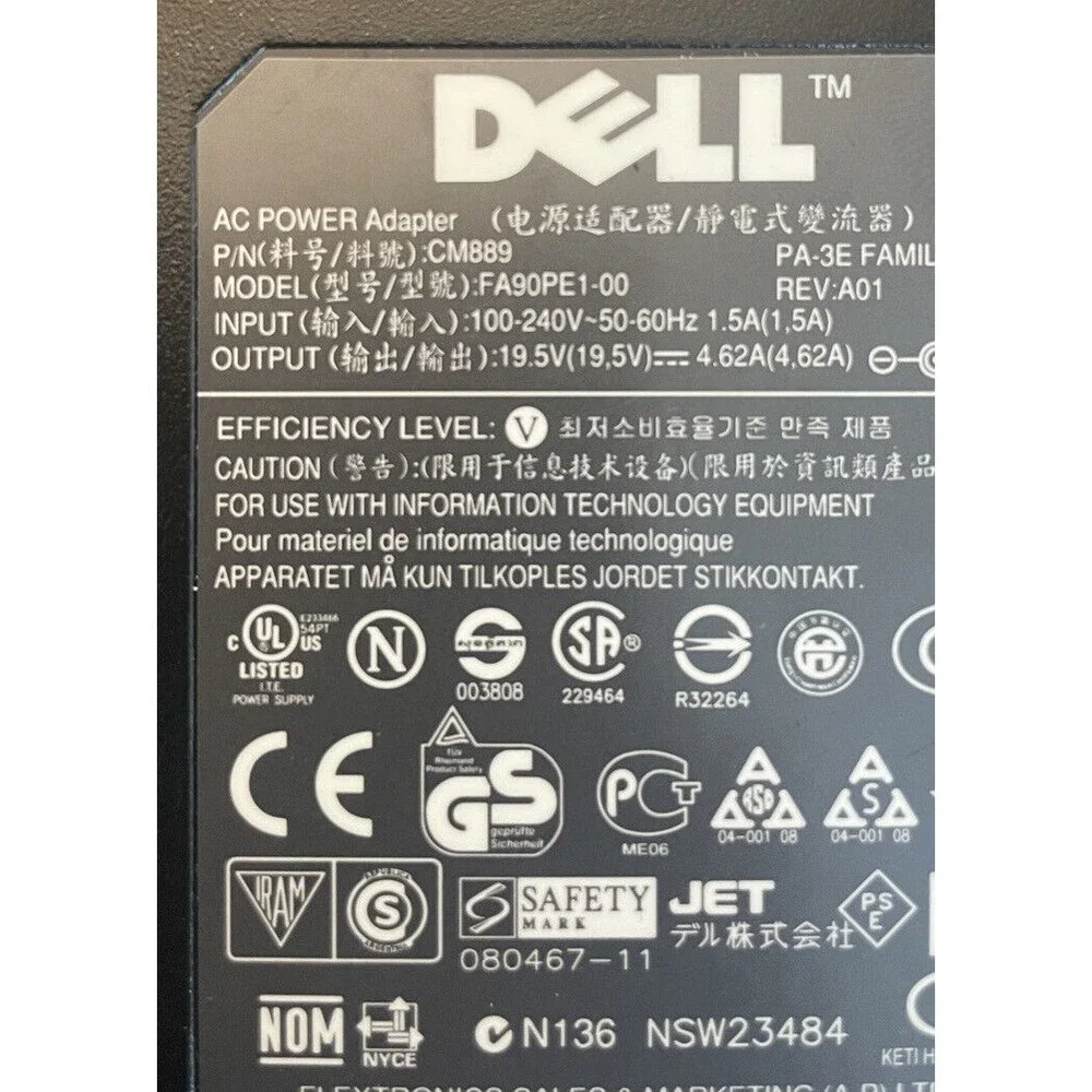 Dell Power Supply AC Adapter Model FA90PE1-00 Laptop Battery Supply LNC